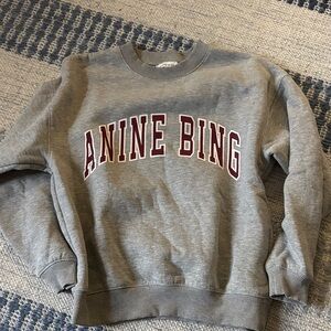 Anine Bing Gray Crewneck with Maroon logo